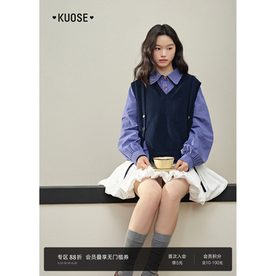 藏蓝马甲毛衣背心宽松外穿