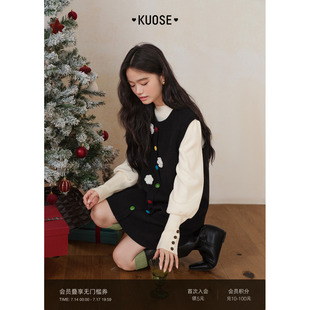阔色黑色背心裙针织连衣裙新26春季毛衣内搭裙女直筒漂亮裙子秋冬