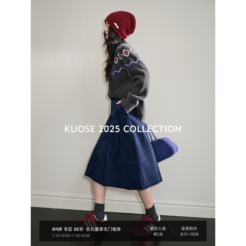 蓝色工装裙半身裙半裙