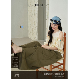 阔色军绿色高腰长裤休闲裤女2026夏季新款直筒宽松浅蓝色阔腿裤子