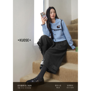 阔色毛呢直筒阔腿裤休闲裤女2026秋冬季新款高腰深灰色通勤七分裤