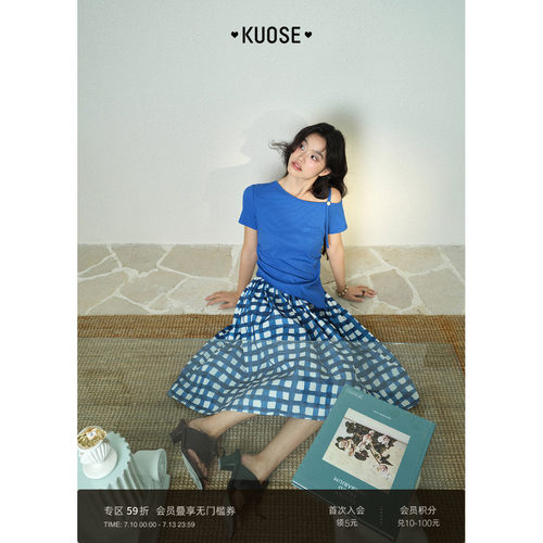 不规则斜领短款t恤女露肩