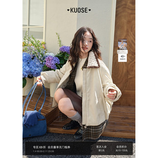 阔色翻领皮衣羽绒服25秋冬季小个子穿搭新款女装长袖上衣轻薄外套