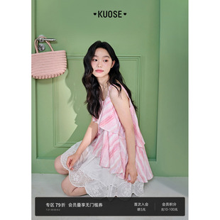 上衣 阔色粉色条纹晕染无袖 背心吊带女2025夏季 新款 甜美减龄娃娃衫