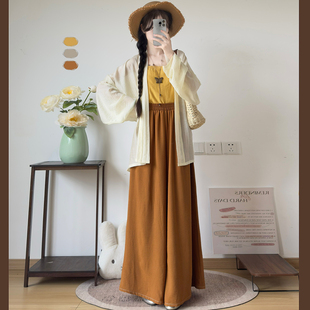 南歌亭原创春夏日常吊带飞机袖女士宋阔腿裤百搭多色休闲通勤汉服