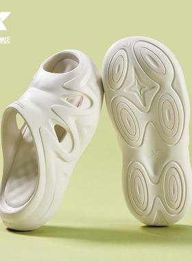 特步爪爪拖鞋女士夏季厚底增高凉沙滩拖鞋休闲女鞋户外朔溪鞋白色