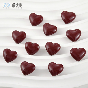 安可拉红色高质感桃心爱心直孔珠子diy手作串珠手链项链耳饰配件