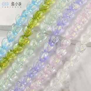 幻彩少女心仿欧泊琉璃桃心爱心直孔珠子diy手作串珠饰品配件材料