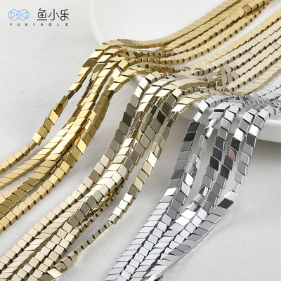 4*4黑胆石斜菱形隔片散珠diy材料
