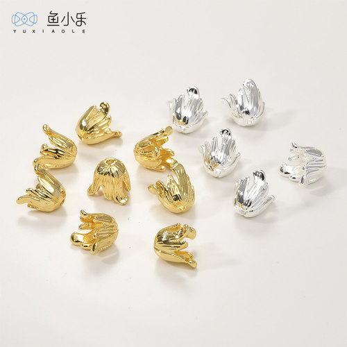 铜镀14k金紫金花蕊花托DIY配件