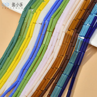 4*20长方直管温柔色瓷玉料玻璃直孔珠子diy自制手链项链串珠配件