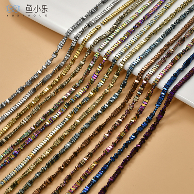 2*4mm黑胆石倒角横方块DIY材料