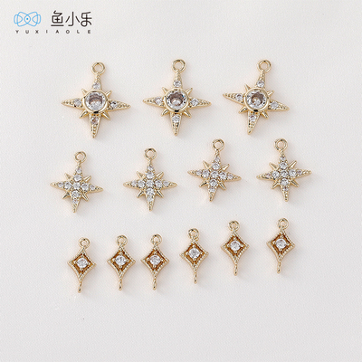 diy金色菱形耳饰项链吊坠