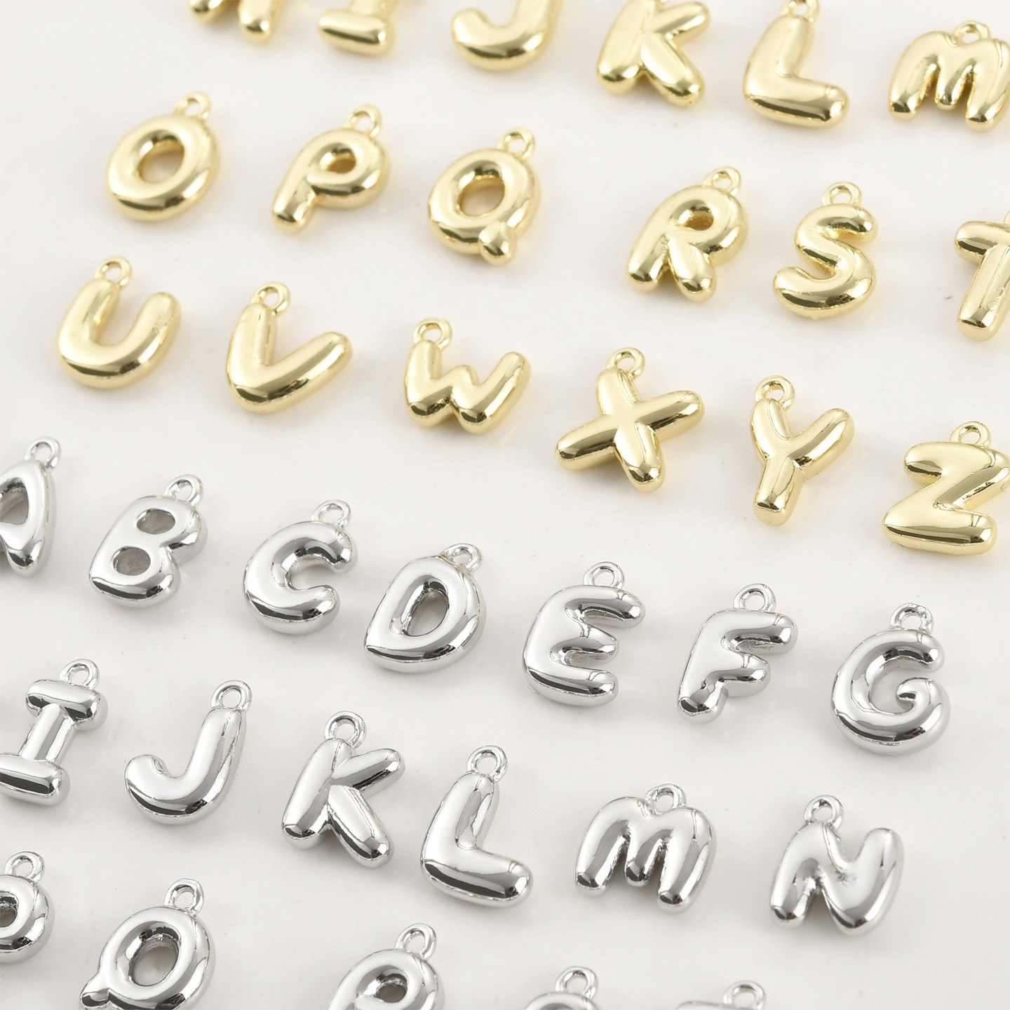 14k包金保色26个字母立体吊坠diy手链项链耳饰配饰手作配件材料