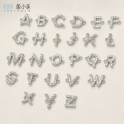 保色26个字母锆石双吊挂坠