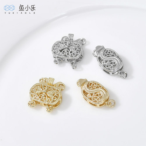 14k金镂空单双排手工扣diy项链扣