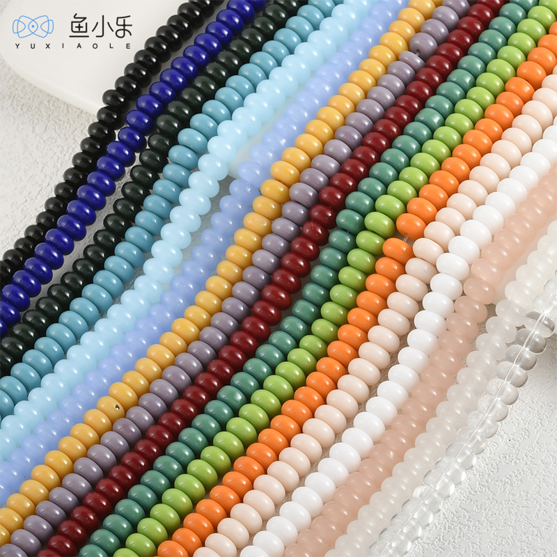 玻璃珠彩色直孔算盘珠diy串珠