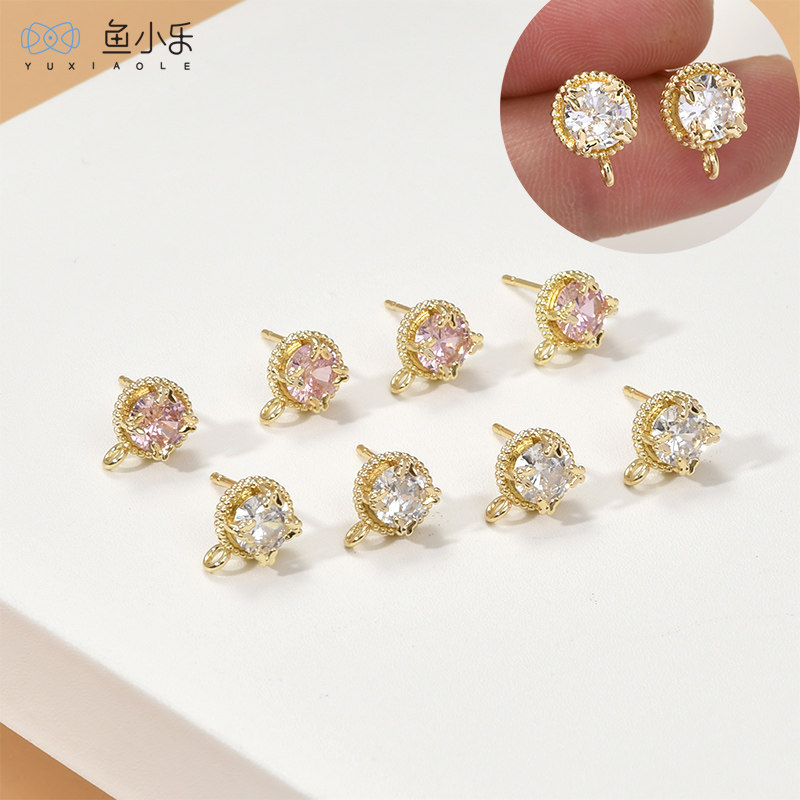 14k金保色圆形锆石蝴蝶花边带吊耳针diy手工耳钉珍珠耳环材料配件,饰品/流行首饰/时尚饰品新,其他DIY饰品配件,淘宝优惠券,粉丝福利购,淘宝优惠卷