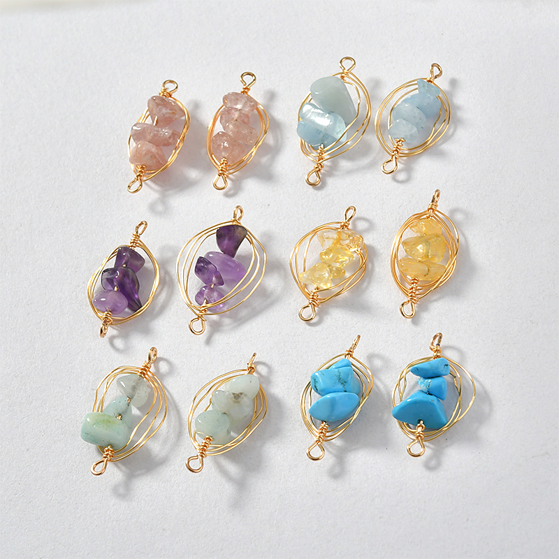 绕线天然水晶耳环项链饰品配件