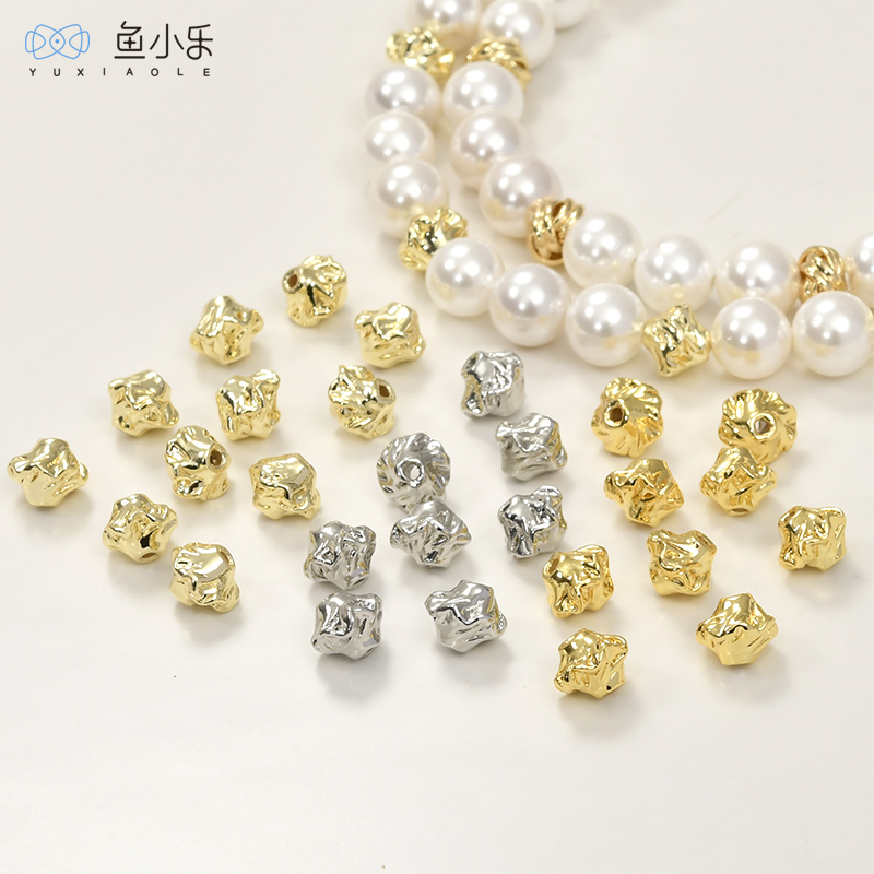 铜镀真金褶皱花边隔珠diy配件