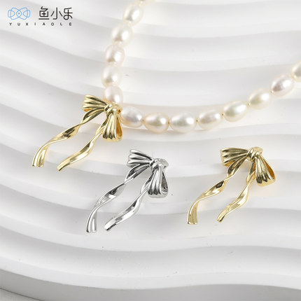 14k电镀真金保色长蝴蝶节背挂吊坠diy手作手链项链挂坠配件材料