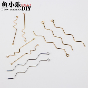新曲线波浪形带挂耳钉耳环耳夹耳钩diy手工制作耳饰品材料包配件