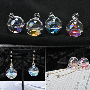 diy耳饰品配件我是歌手张韶涵同款幻彩海绵宝宝玻璃水球耳环材料