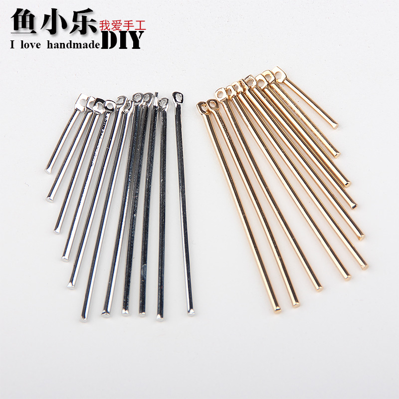 diy极简几何耳饰耳钉耳环配件黄铜电镀金银单孔圆棒饰品流苏材料