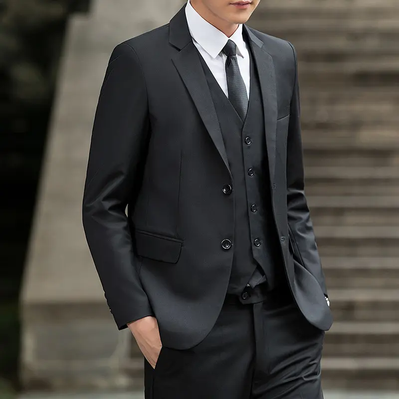 西服男套装修身商务休闲婚礼上班韩版西装三件套职业装伴郎团体服