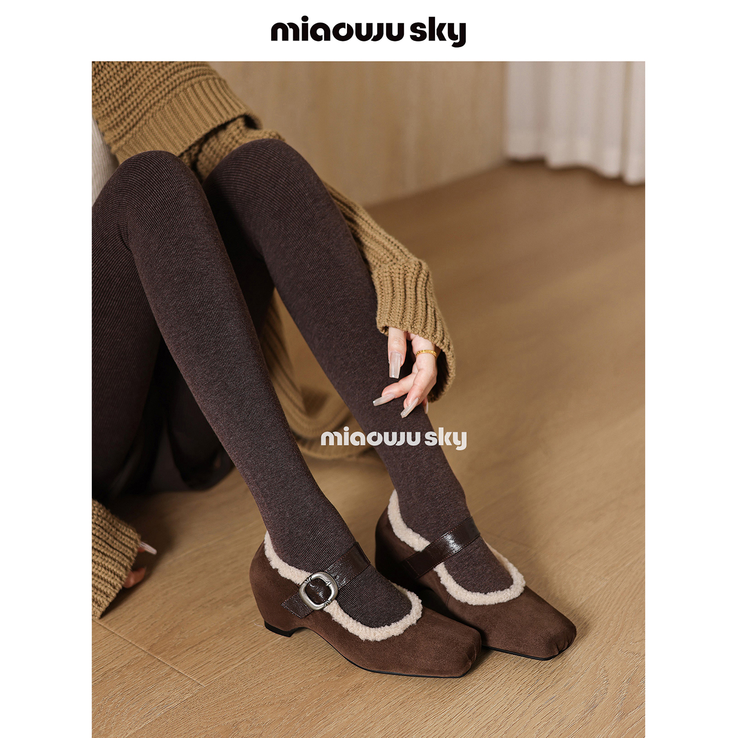 【12.8上新】喵唔的天空5.5cm~法式方头玛丽珍鞋女秋冬毛毛小皮鞋