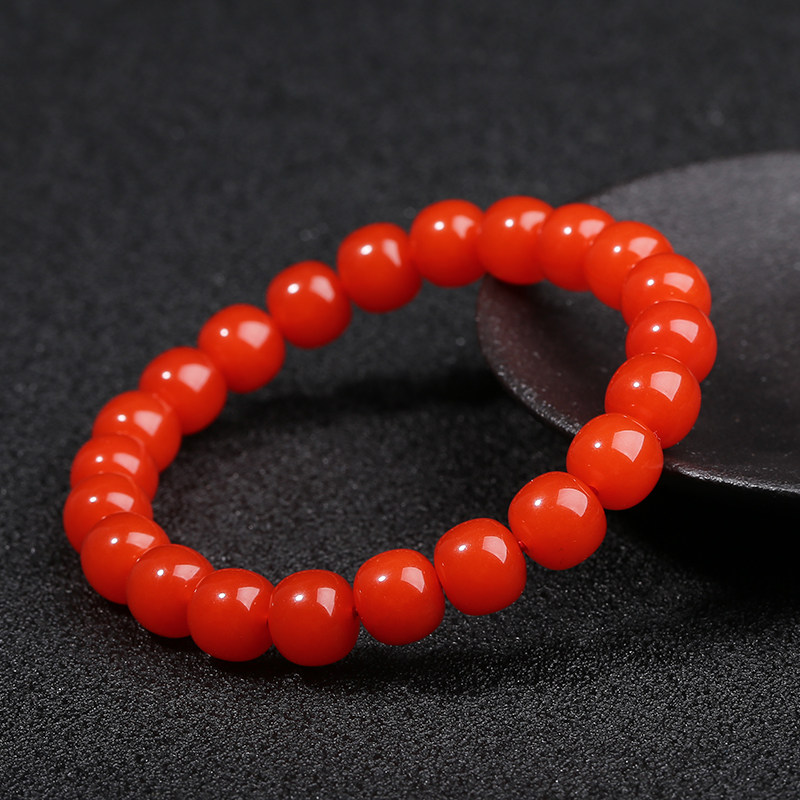 원래 광석 체리 레드 천연 남부 붉은 마노 팔찌 팔찌 남성과 여성을위한 단일 원형 구슬이 가능한 구식 구슬 배럴 구슬