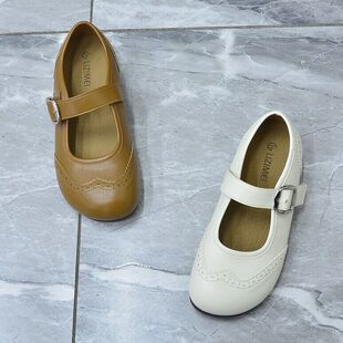 包邮 女平底圆头豆豆鞋 2026新款 风一字扣玛丽珍鞋 平底单鞋 外贸春季