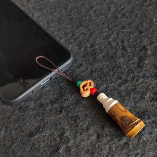 一物一拍迷你小香囊梅鹿竹手工镶嵌白色密按制作手把件挂件竹师傅