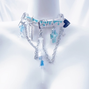 原创腿环血滴注射器药瓶输液管choker项圈朋克哥特医疗风ins饰品