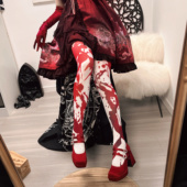 合集喷溅血痕迹ins暗黑哥特风亚文化朋克辣妹印花丝袜连裤 袜120D
