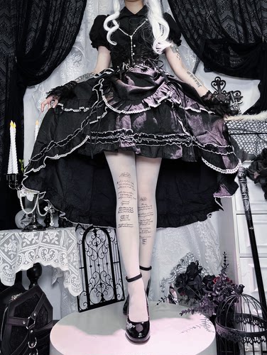 san的储物间原创Lolita哥特体手写连腿袜丝袜裙lo印花连裤袜子
