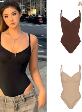 正品现货SKIMS卡戴珊肯豆同款塑身衣v领修身性感显瘦吊带背心T恤