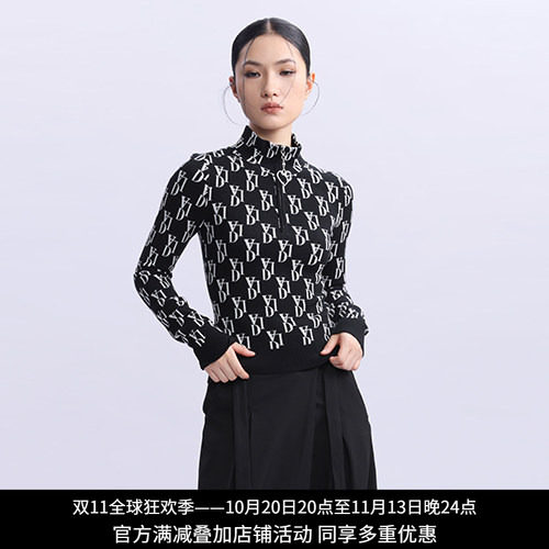纳帕佳女高领满花针织衫