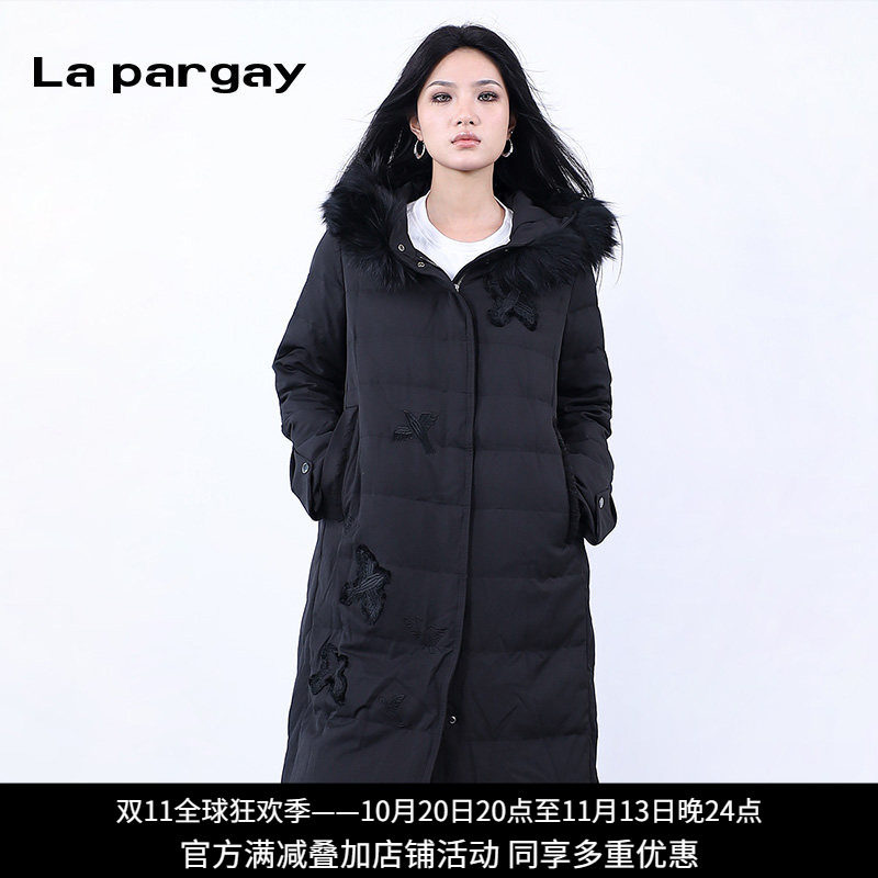 纳帕佳貉子毛领80鸭绒羽绒服女