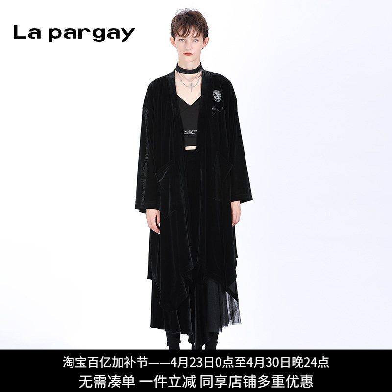 纳帕佳印花长袖宽松毛呢大衣外套2024春夏新款女式黑色设计感上衣