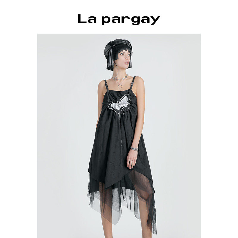 lapargay不规则吊带无袖连衣裙