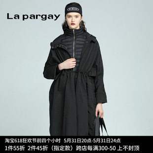 羽绒服大衣外套上衣 黑白色中长款 女装 Lapargay纳帕佳2023秋冬新款