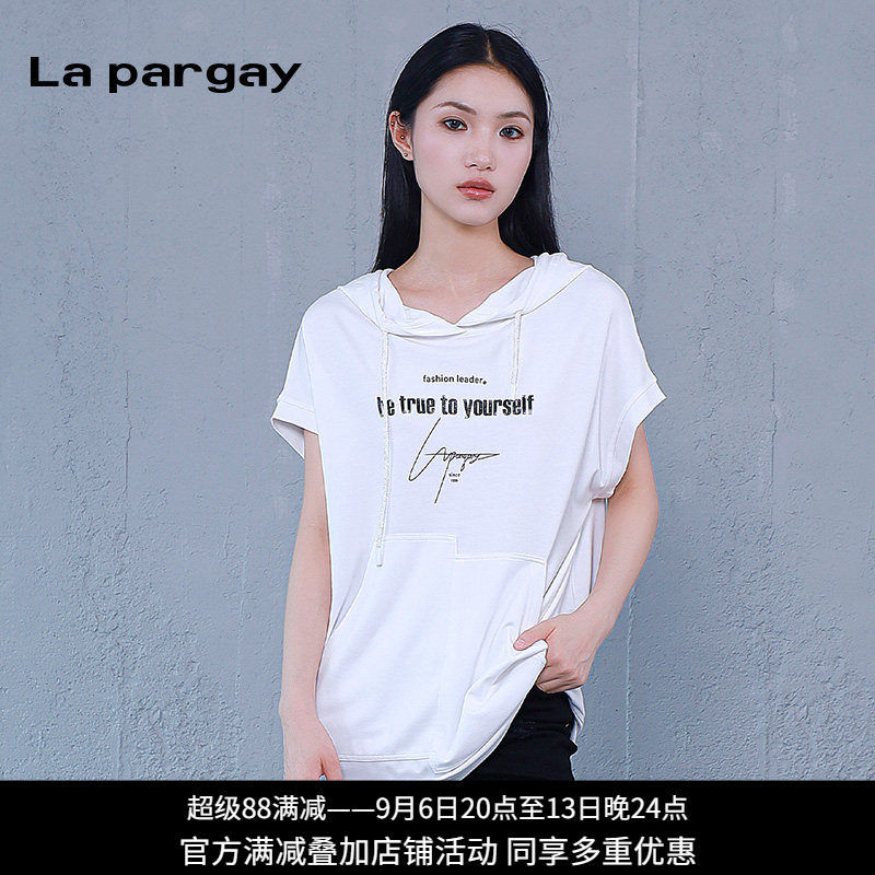 纳帕佳连帽字母T恤女宽松显瘦