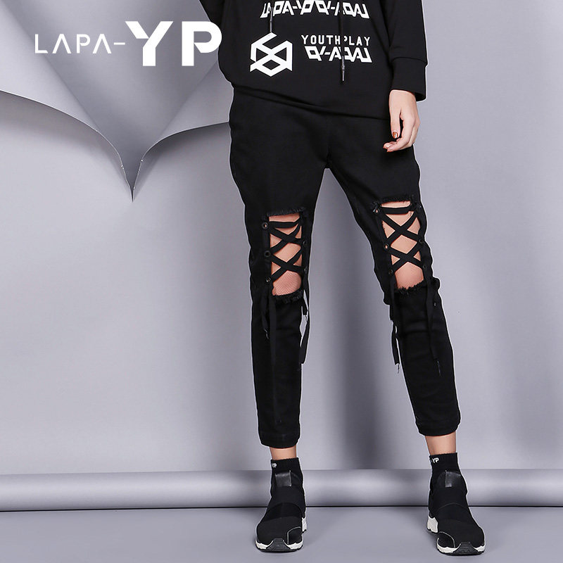 纳帕佳La paY－P春款女装修身显瘦穿绳小脚裤子休闲裤九分裤女潮,女装/女士精品,牛仔裤,淘宝优惠券,粉丝福利购,淘宝优惠卷