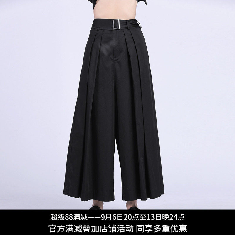 纳帕佳通勤高腰百褶西装阔腿裤