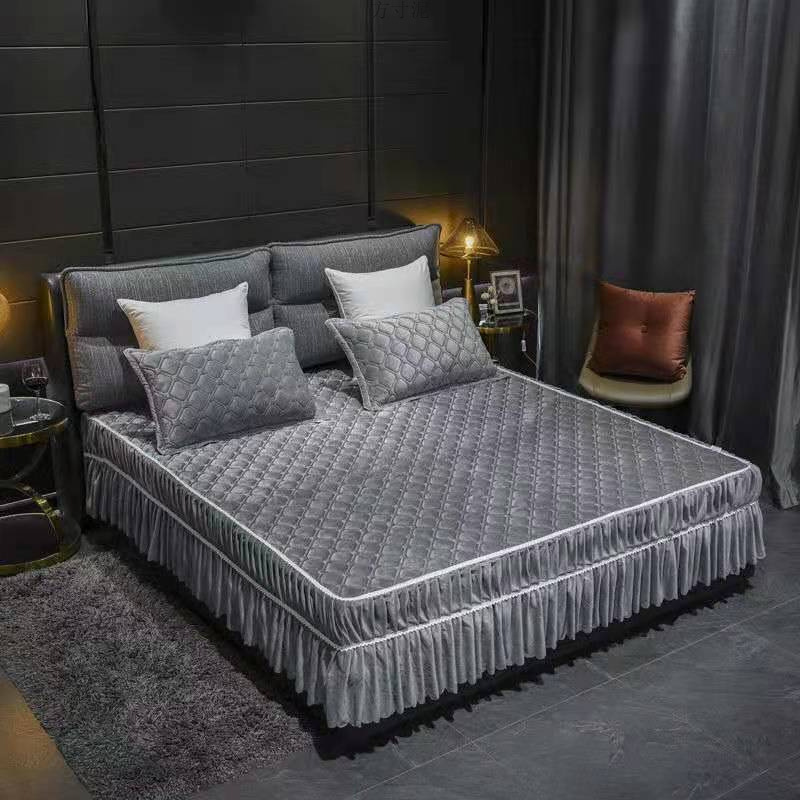 德国进口床裙床罩双层夹棉床盖单
