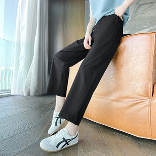西装阔腿裤女春夏薄款小个子九分裤休闲裤夏天宽松窄版直筒八分裤