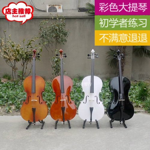初学练习儿童亮光黑色大提琴