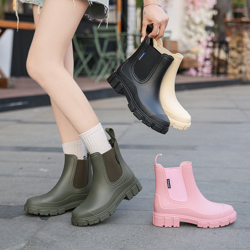 短筒四季韩式增高防水女雨鞋图片