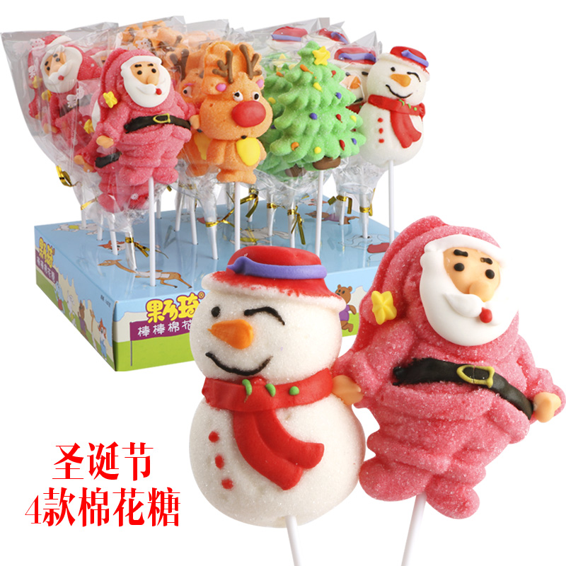 圣诞节棉花糖果网红可爱创意圣诞老人棒棒糖软糖小孩节日礼物零食